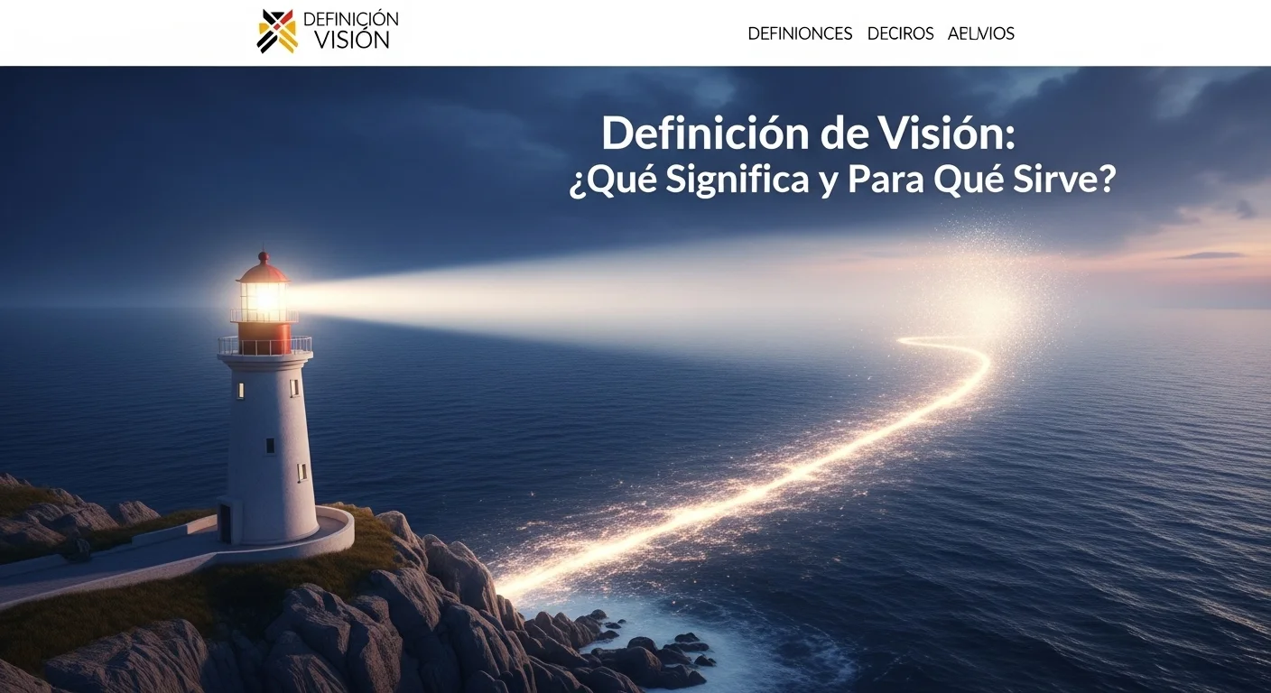 Imagen que muestra la definición y significado de Visión, con un faro iluminando el camino.