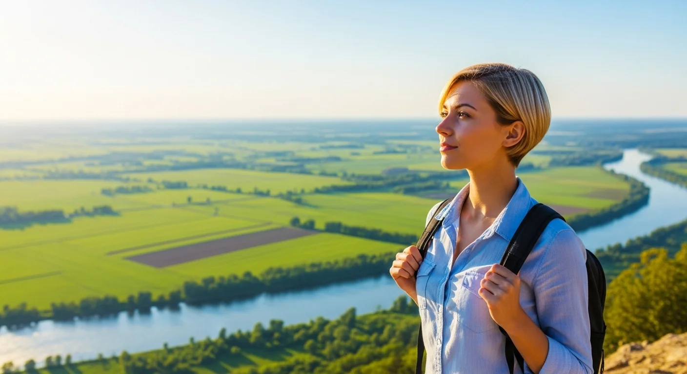 Explicación visual de qué significa y qué quiere decir Visión, mostrando una persona mirando hacia un horizonte de oportunidades.
