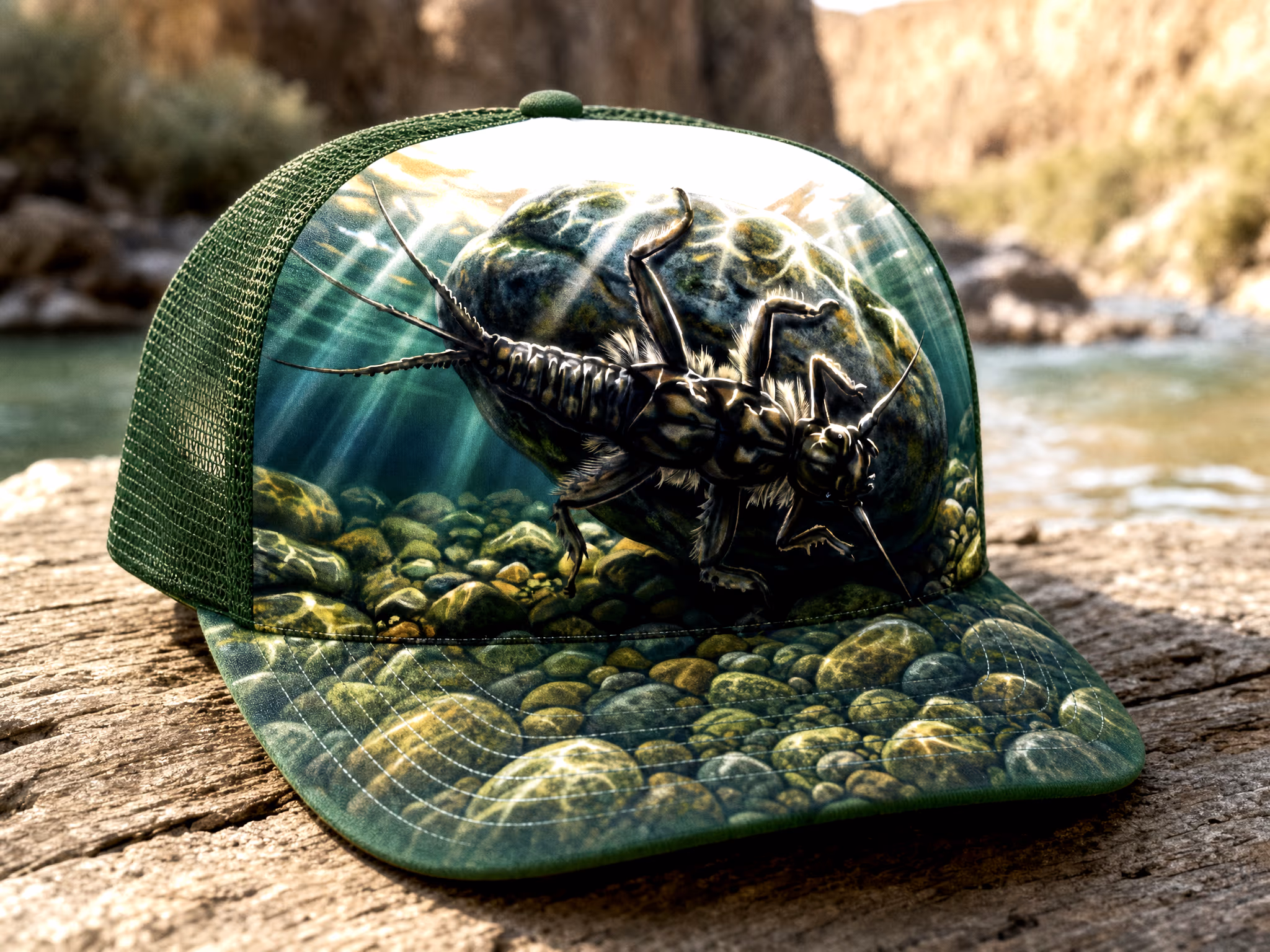 Submerged Stonefly Nymph — a trucker hat by Dekasso