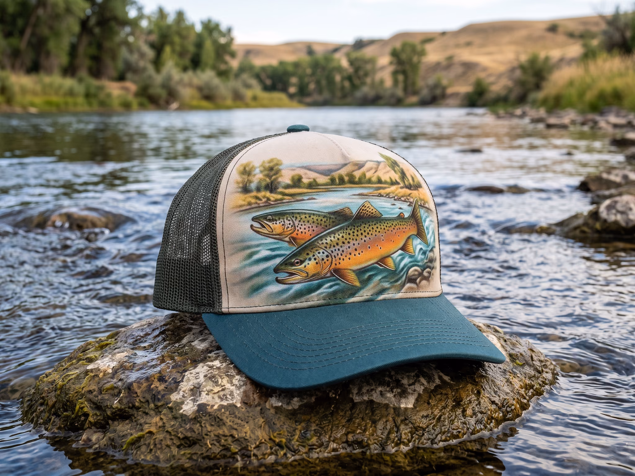 Bighorn Brown trout Trucker — a trucker hat by Derek Leavitt