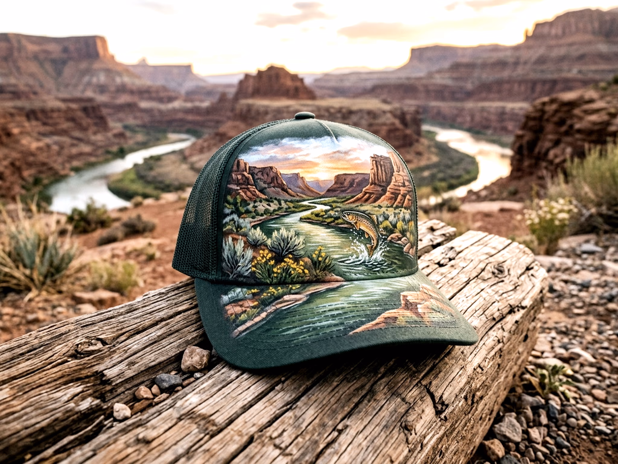 Red Rock River Trout — a trucker hat by Dekasso
