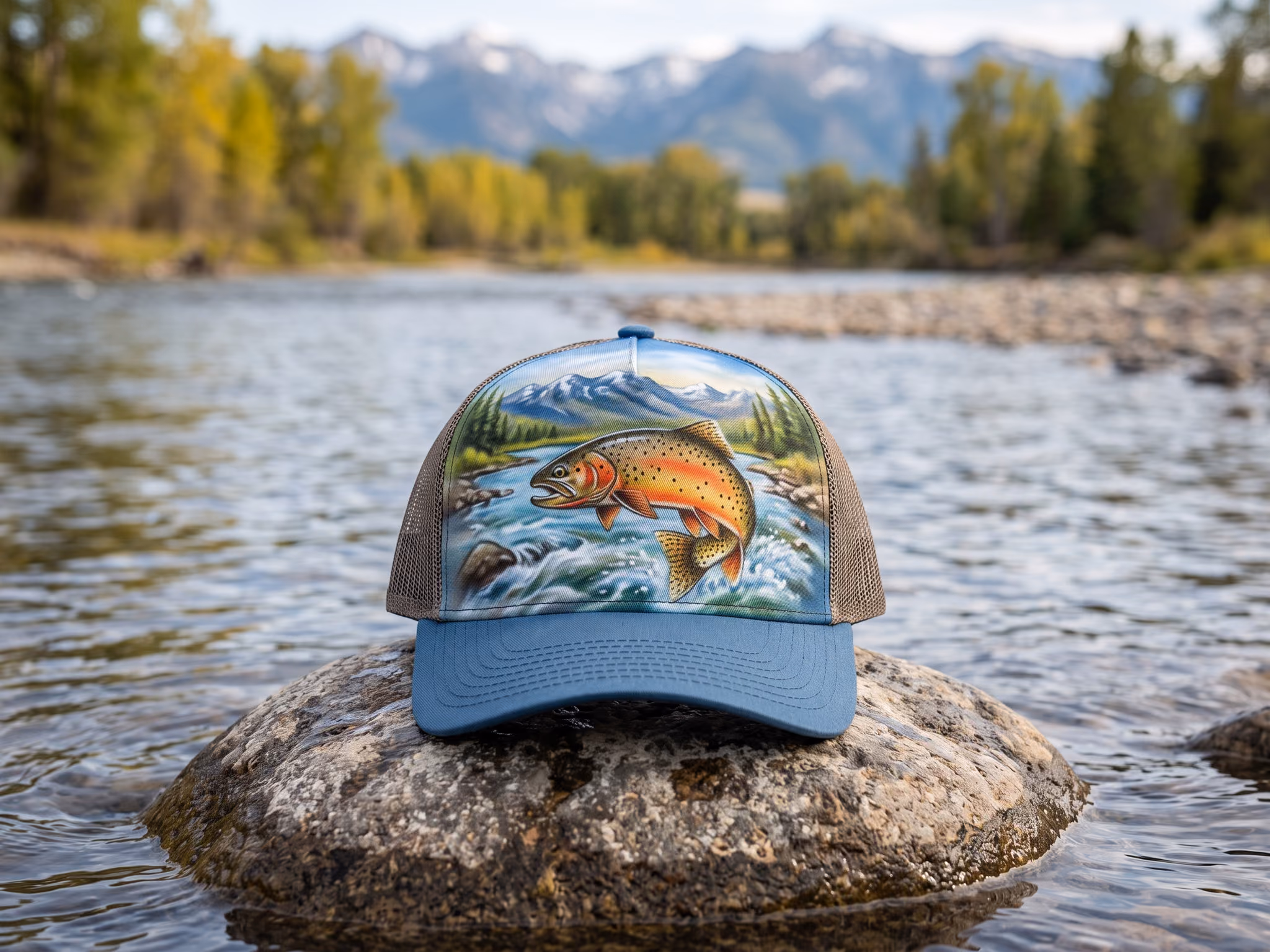 Yellowstone cutthroat trout Trucker — a trucker hat by John Derek Leavitt