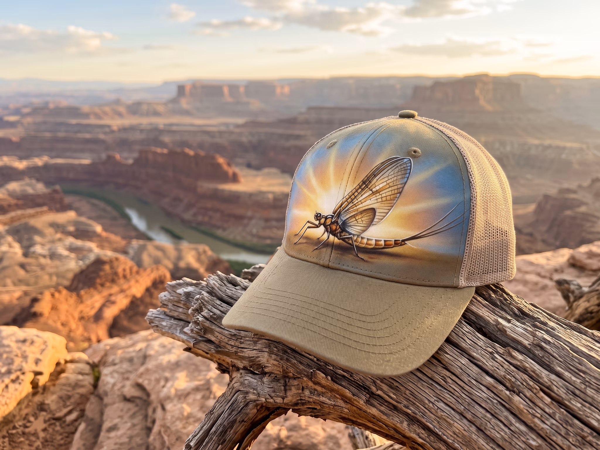 Radiant Mayfly Hatch — a trucker hat by Dekasso