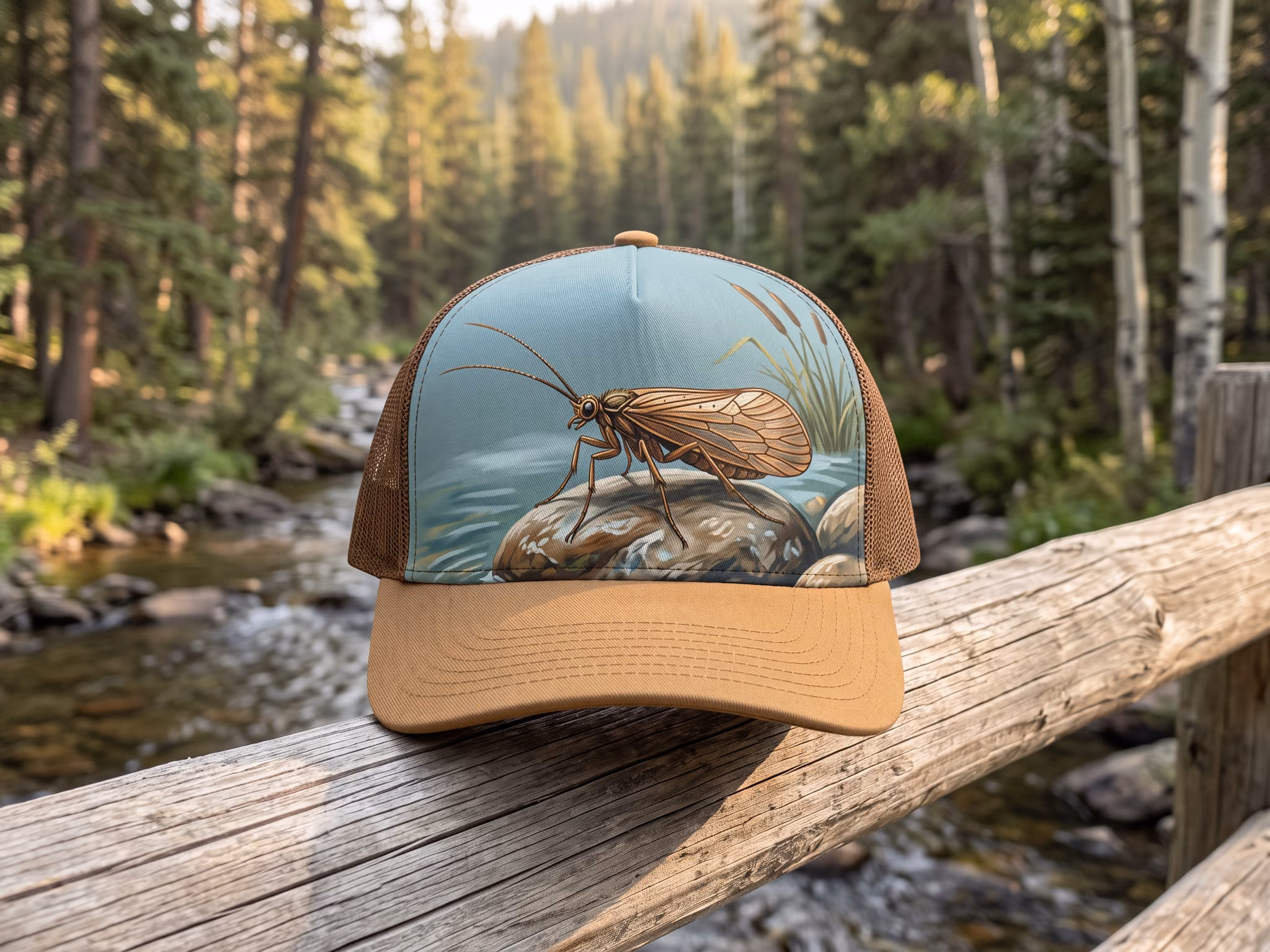 Riffle Stone Caddis — a trucker hat by Dekasso
