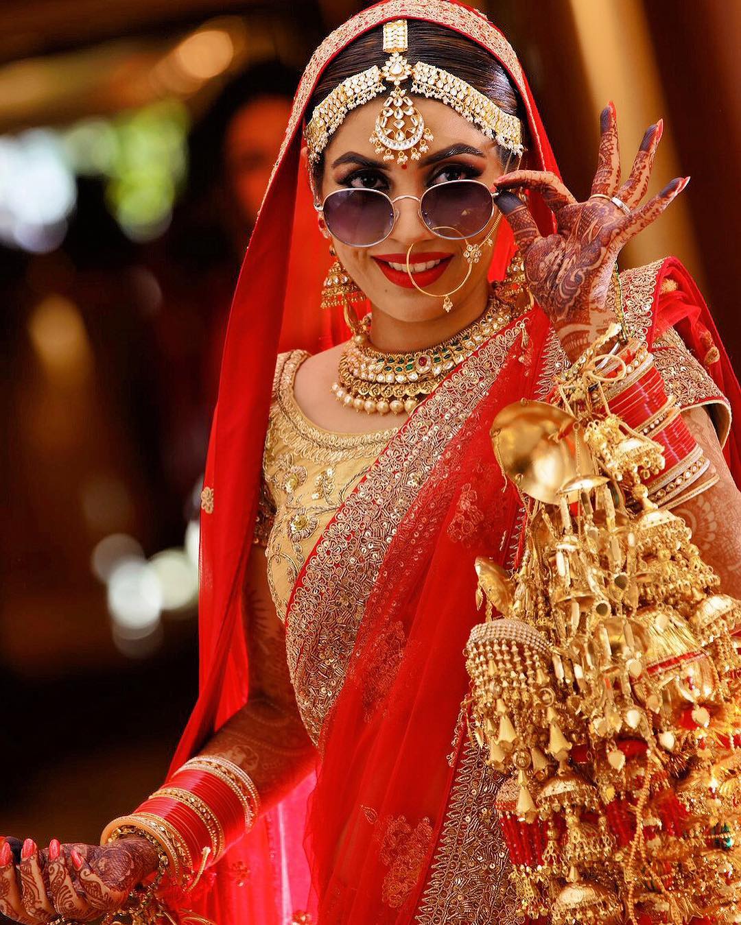 Photo of Indian bride posing on wedding day