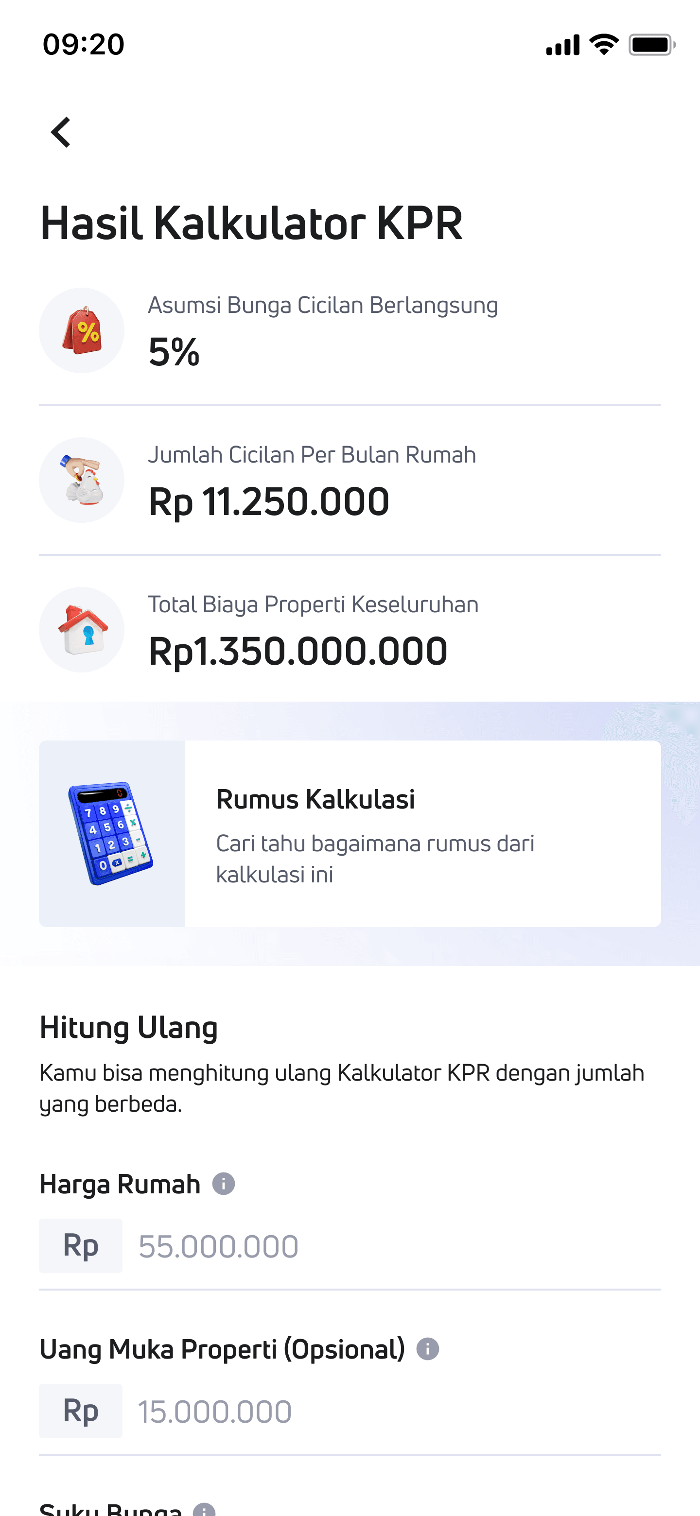 Hasil Kalkulator KPR