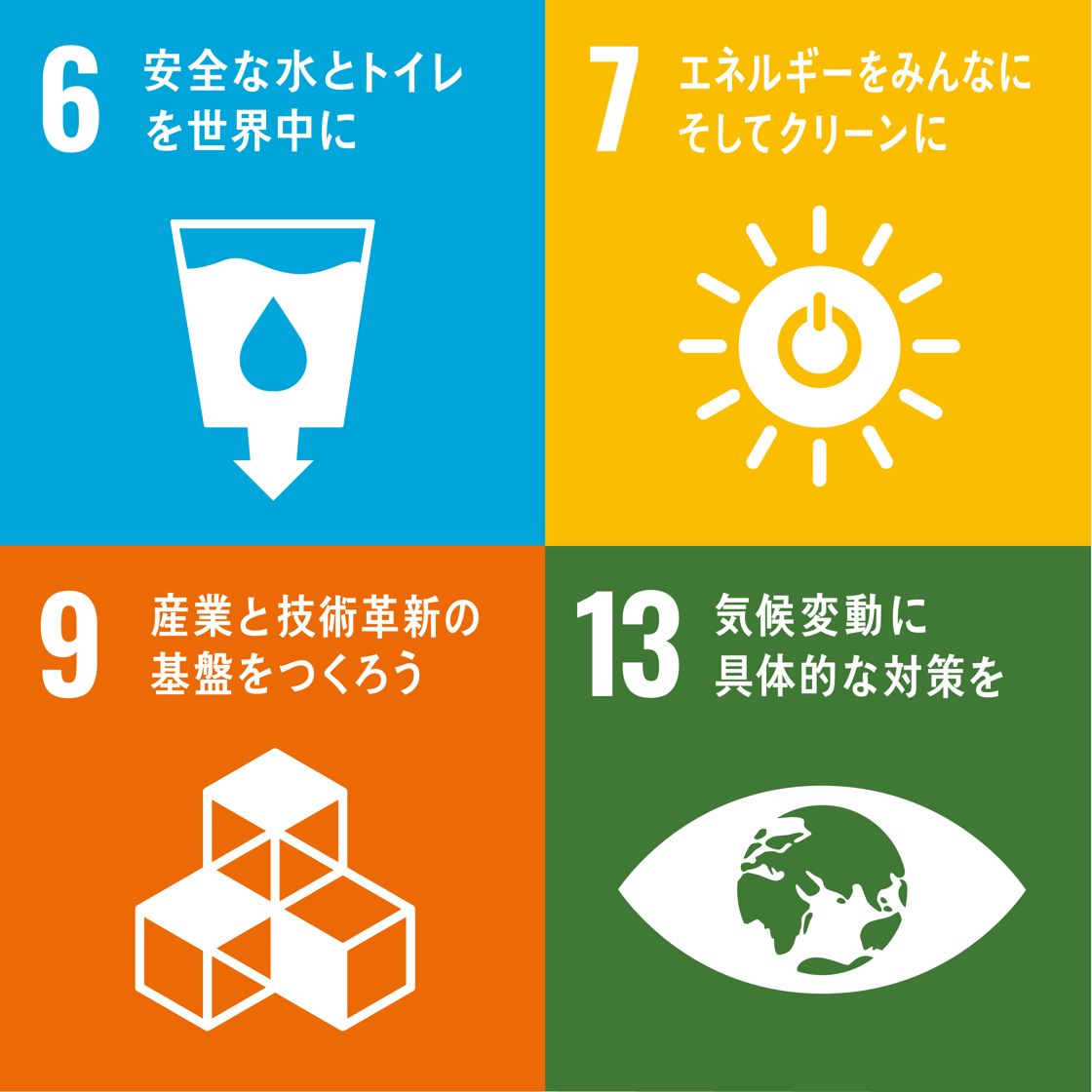 JSILは、SDGsの【目標6】【目標7】【目標9】【目標13】に目を向けています。