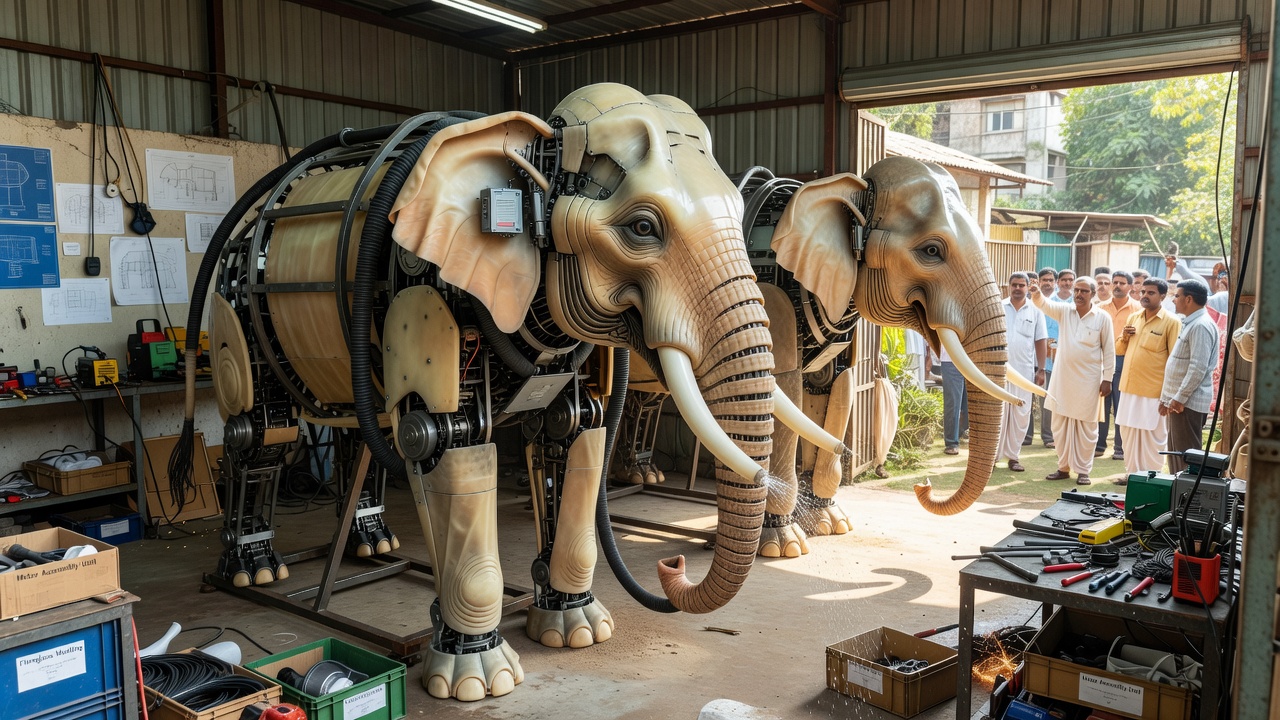 In Some Indian Temples, Robotic Elephants Draw Crowds and Controversy
