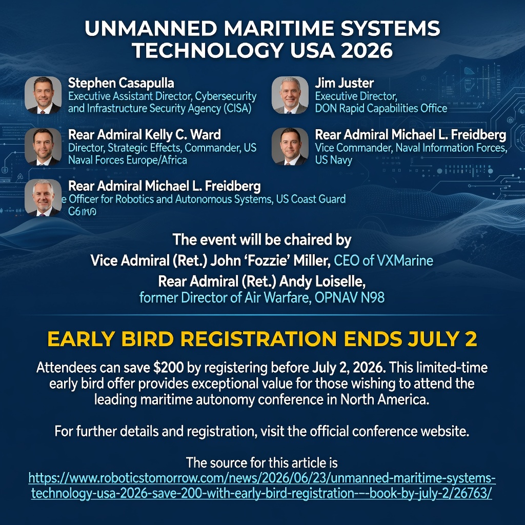 Unmanned Maritime Systems Technology USA 2026 Offers $200 Early Bird Discount Until July 2
