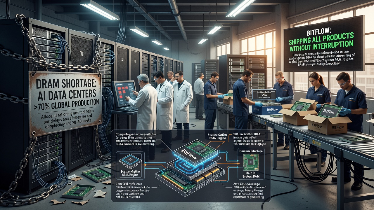 BitFlow's DDR-Free Frame Grabbers Ship On Time Amid Global DRAM Shortage
