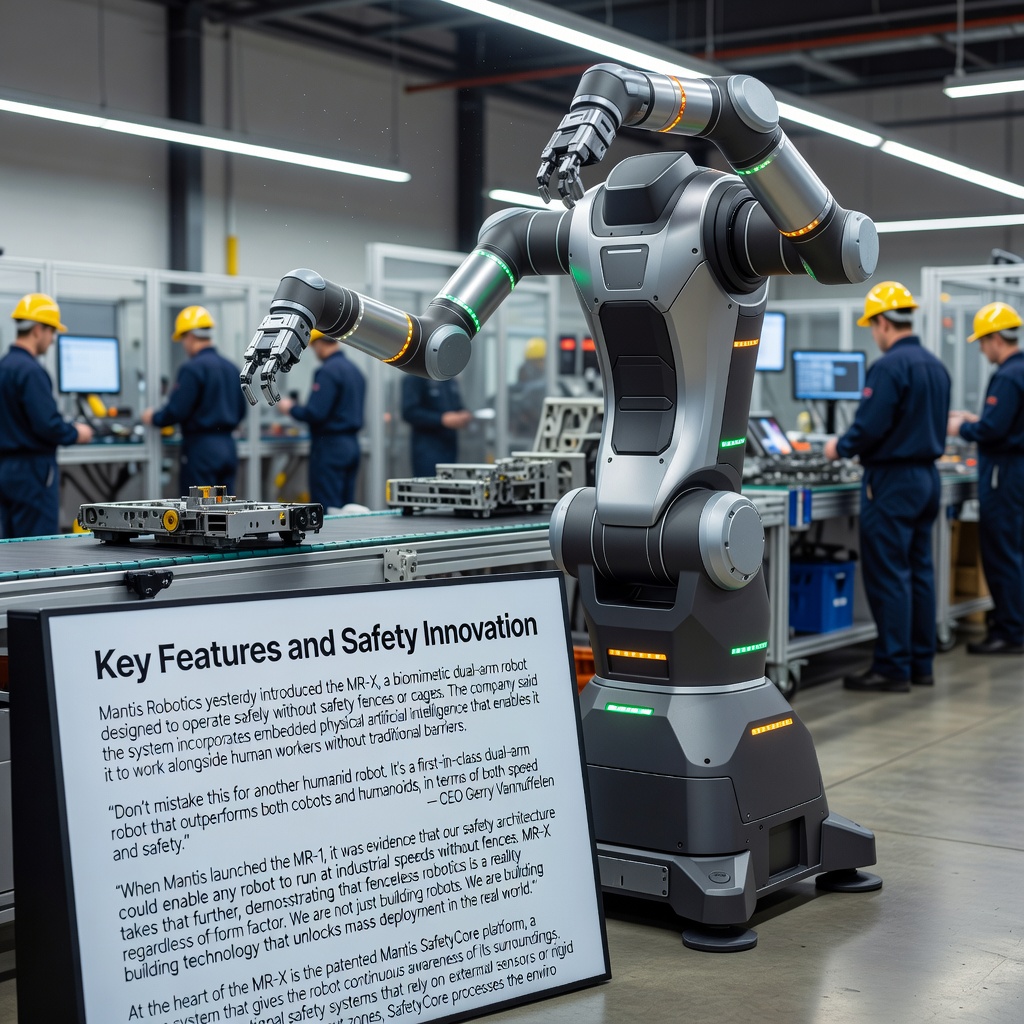 Mantis Robotics Unveils MR-X, a Fenceless Dual-Arm Robot for Human Collaboration