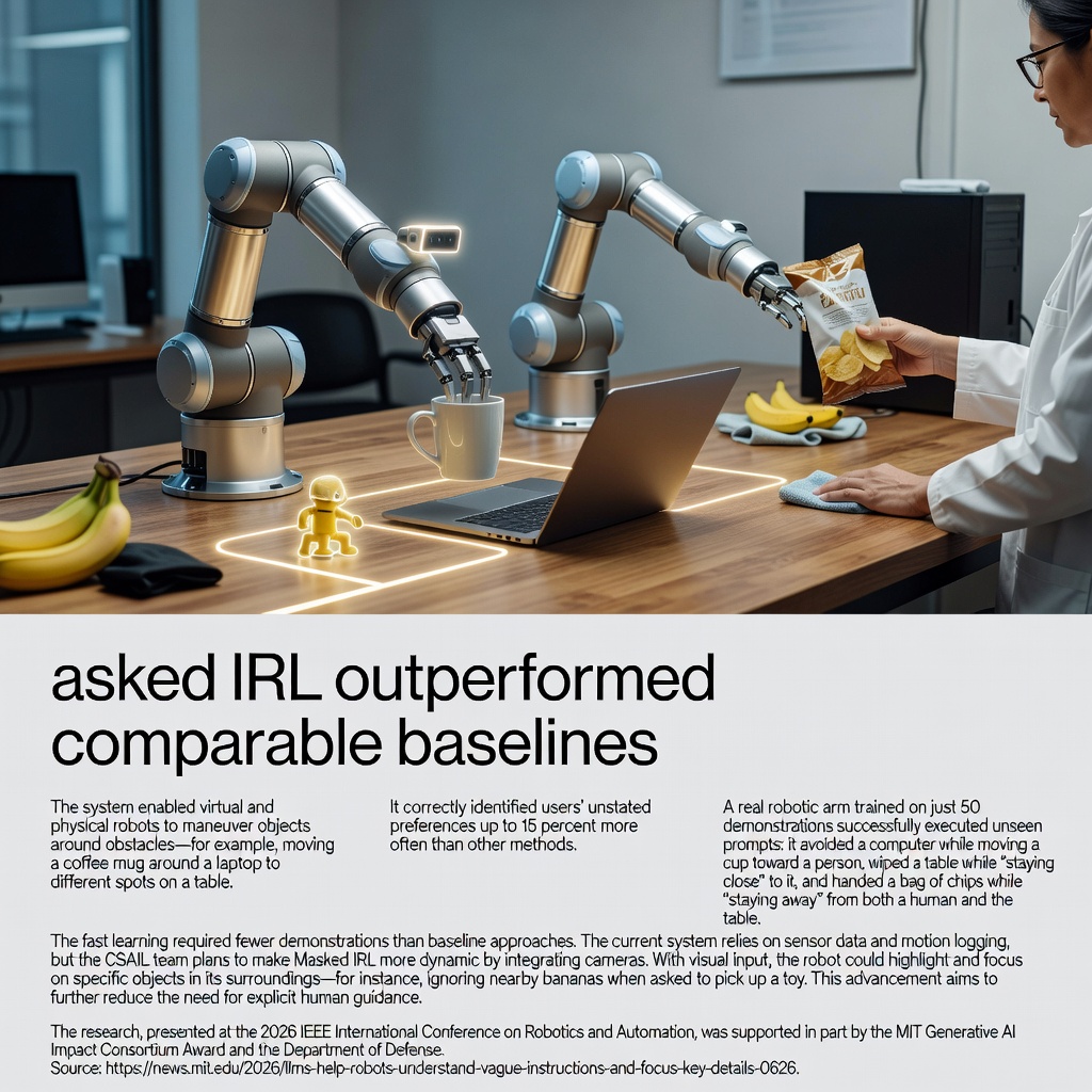 MIT’s Masked IRL Uses LLMs to Teach Robots from Vague Instructions