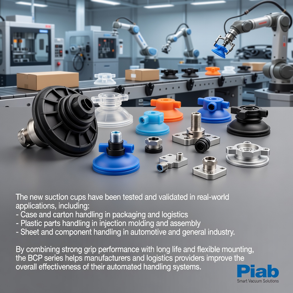 Piab Unveils BCP Suction Cups to Enhance Reliability and Efficiency in Automated Handling