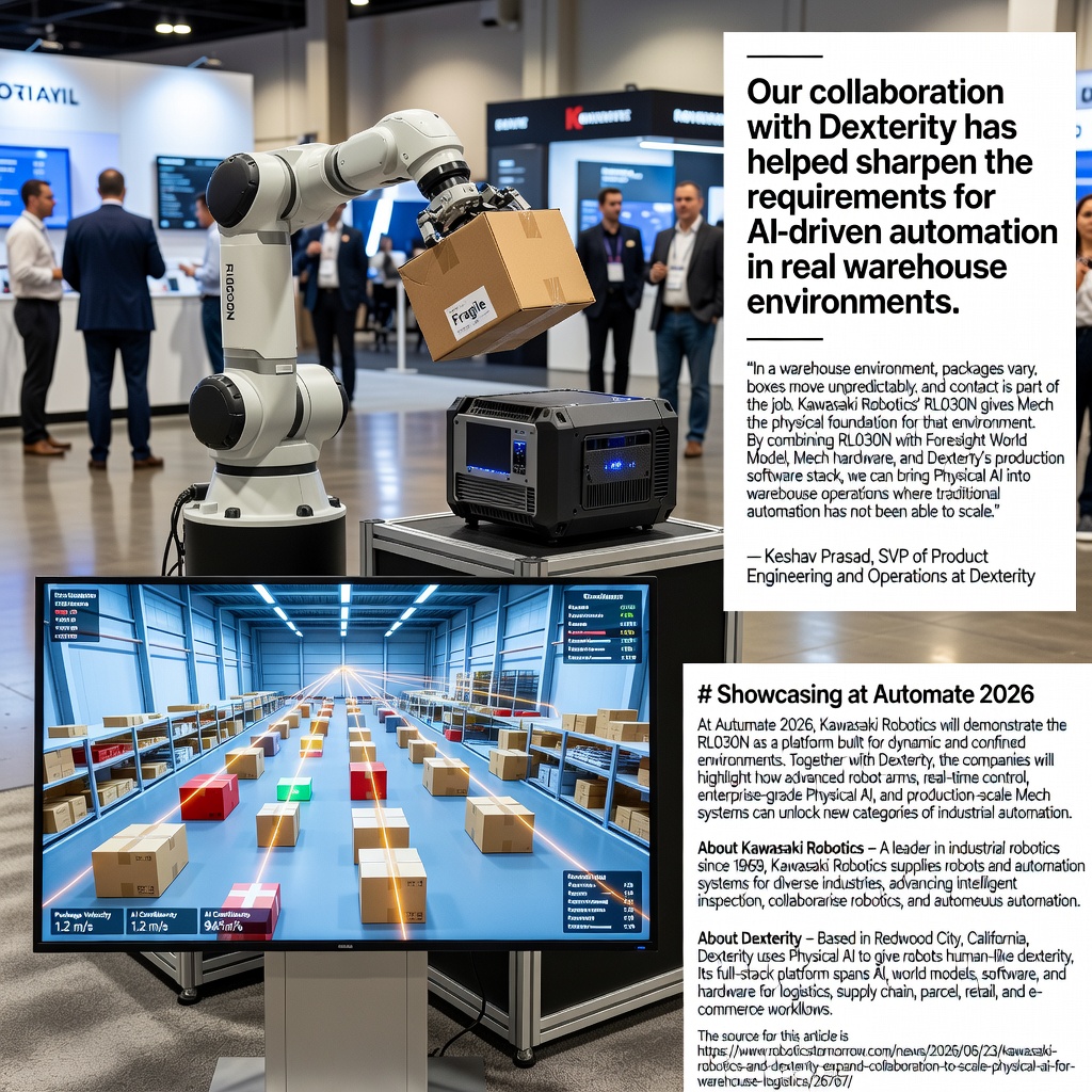 Kawasaki Robotics and Dexterity Expand Collaboration to Scale Physical AI for Warehouse Logistics