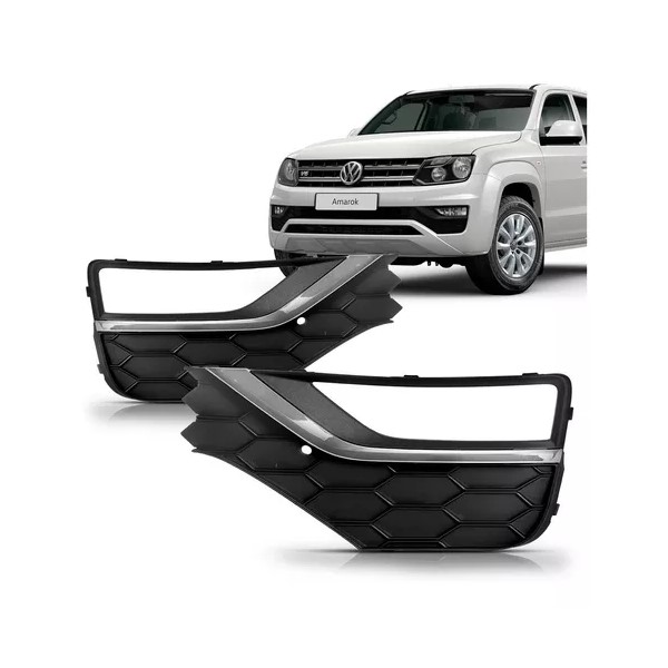 Grade Para-choque Dianteiro Com Furo Com Friso Cromado Com Furo Sensor Volkswagen Amarok - Foto 1