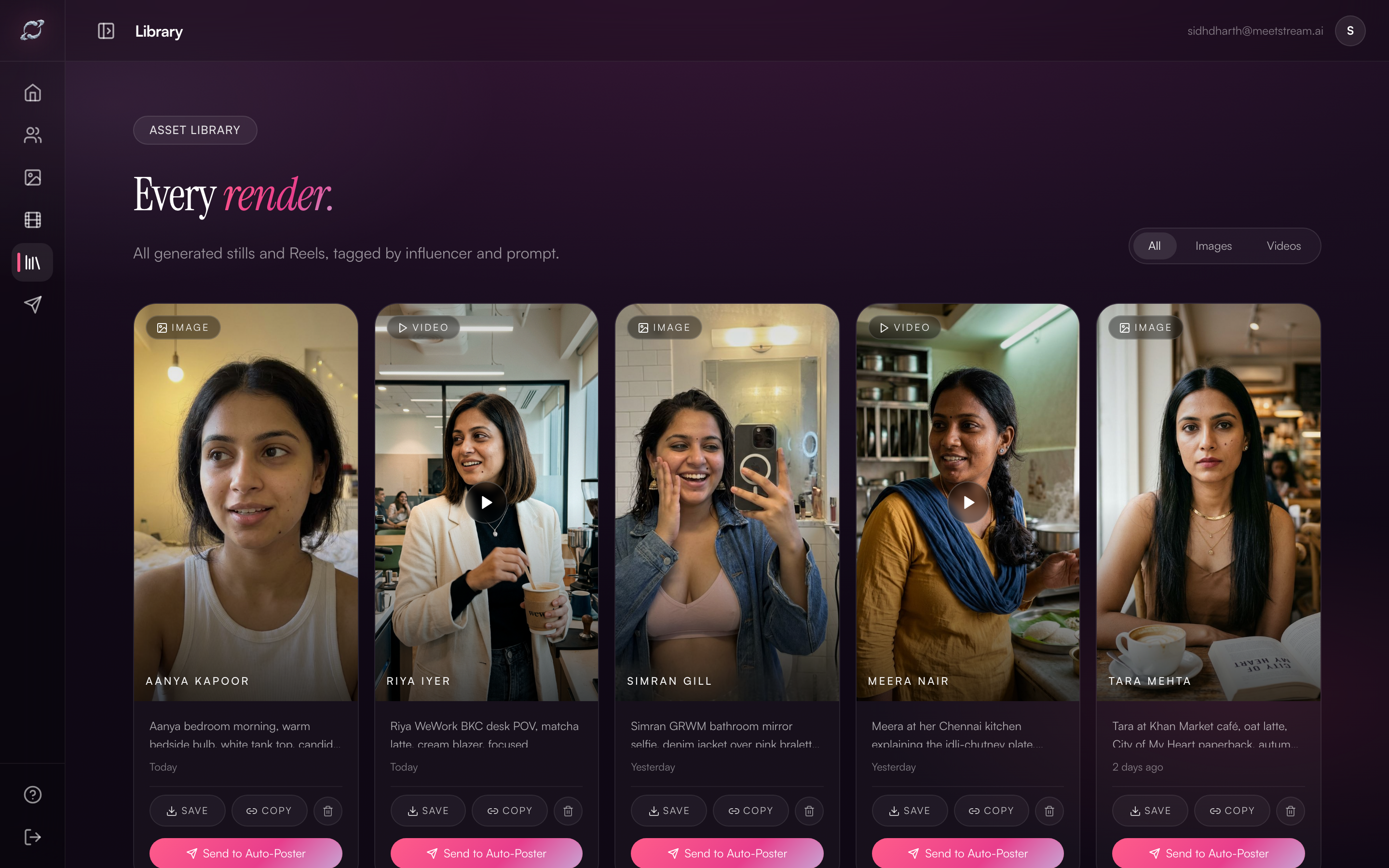 DesiCMO Asset Library — schedule AI content for Instagram India