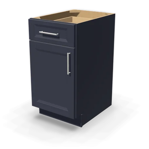 B18 cabinet in Bevel Blue, angle view