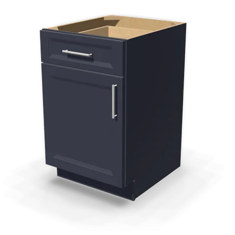 B21 cabinet in Bevel Blue, angle view