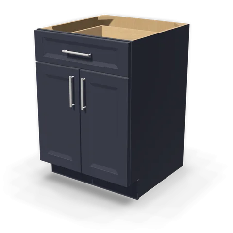 B24 cabinet in Bevel Blue, angle view