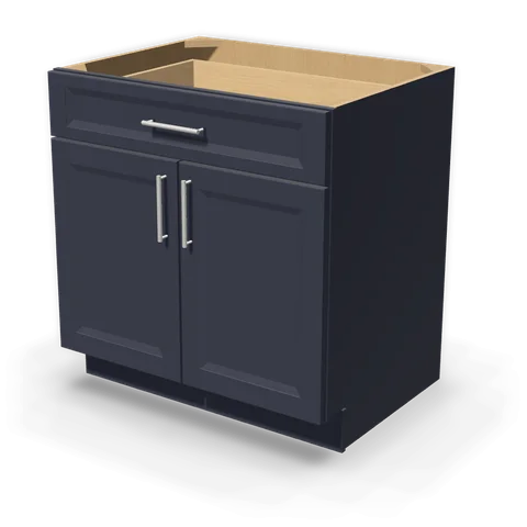 B33 cabinet in Bevel Blue, angle view