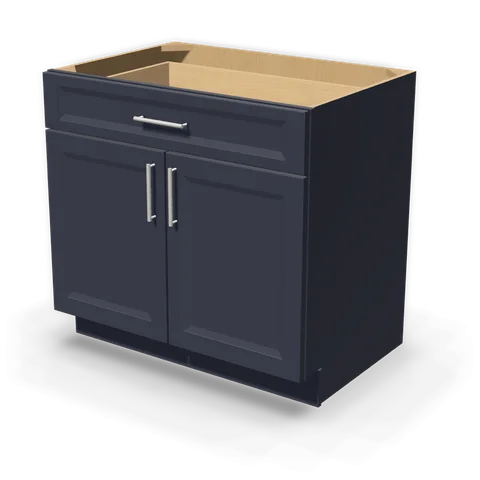 B36 cabinet in Bevel Blue, angle view