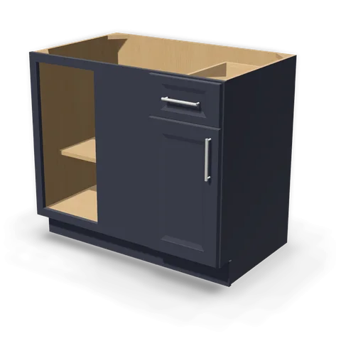 BBC42/45 cabinet in Bevel Blue, angle view
