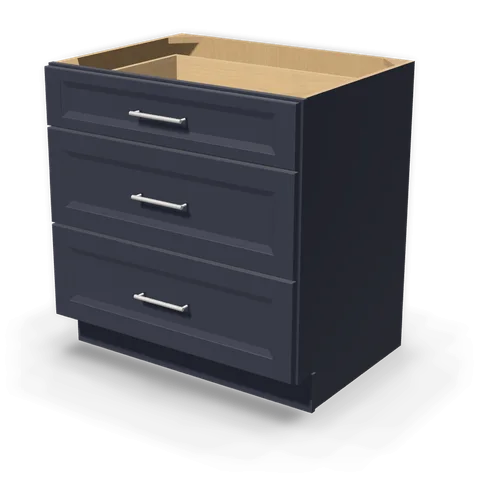 DB33 cabinet in Bevel Blue, angle view