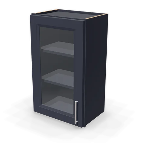 PGDW1830 cabinet in Bevel Blue, angle view