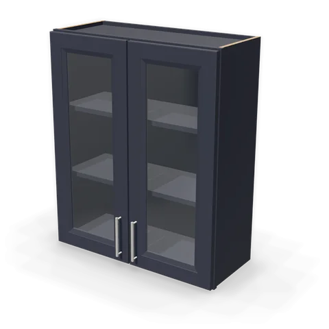 PGDW3036 cabinet in Bevel Blue, angle view