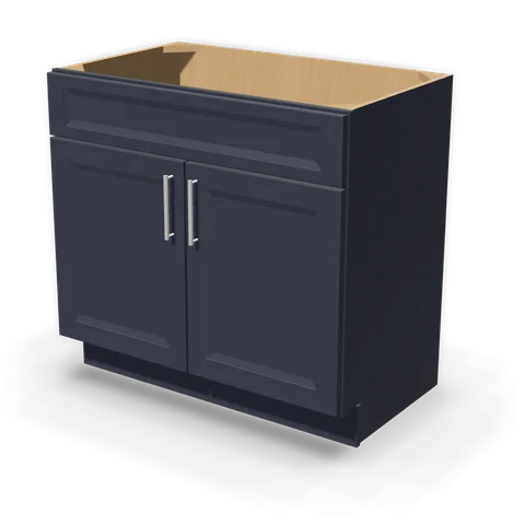 VSB3621 cabinet in Bevel Blue, angle view