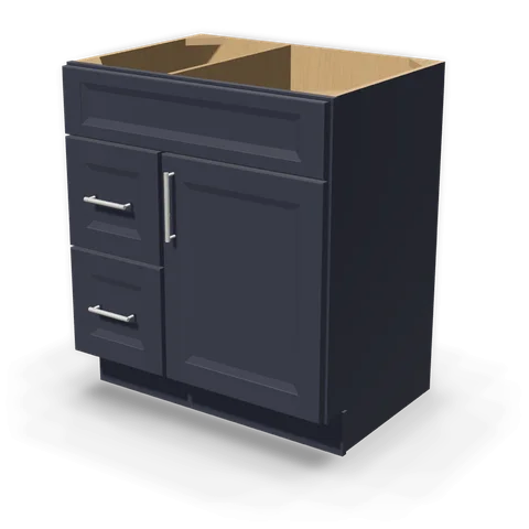 VSD3021L cabinet in Bevel Blue, angle view