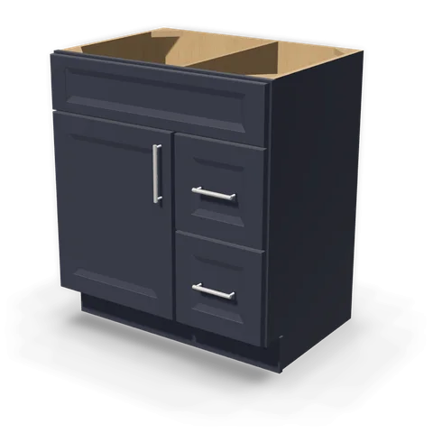 VSD3021R cabinet in Bevel Blue, angle view