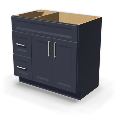 VSD3621L cabinet in Bevel Blue, angle view