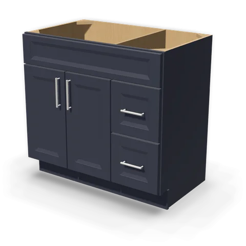 VSD3621R cabinet in Bevel Blue, angle view