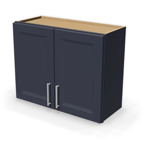 W3024 cabinet in Bevel Blue, angle view