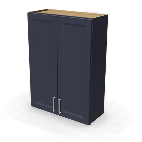 W3042 cabinet in Bevel Blue, angle view