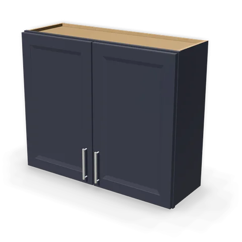 W3630 cabinet in Bevel Blue, angle view