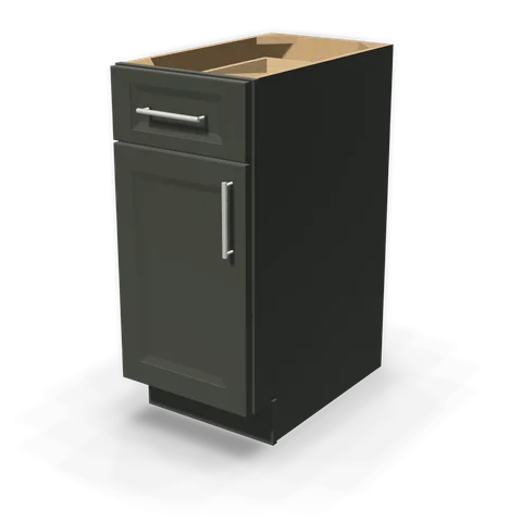B15 cabinet in Bevel Green, angle view