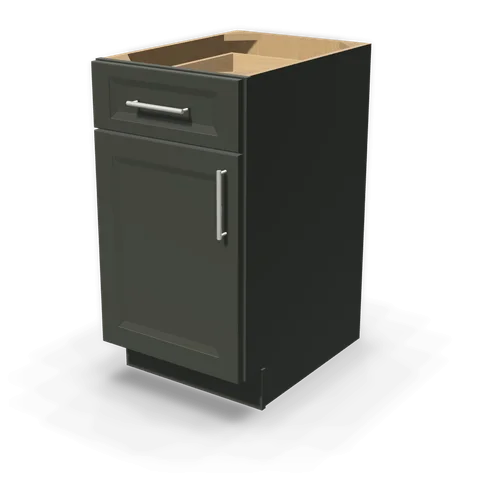 B18 cabinet in Bevel Green, angle view