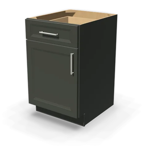 B21 cabinet in Bevel Green, angle view