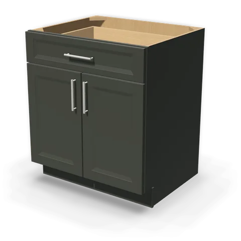 B30 cabinet in Bevel Green, angle view