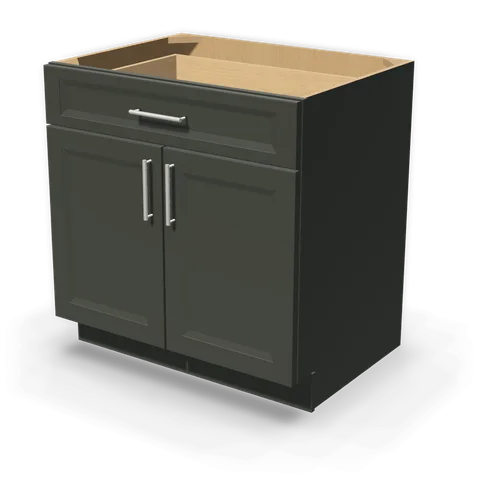 B33 cabinet in Bevel Green, angle view