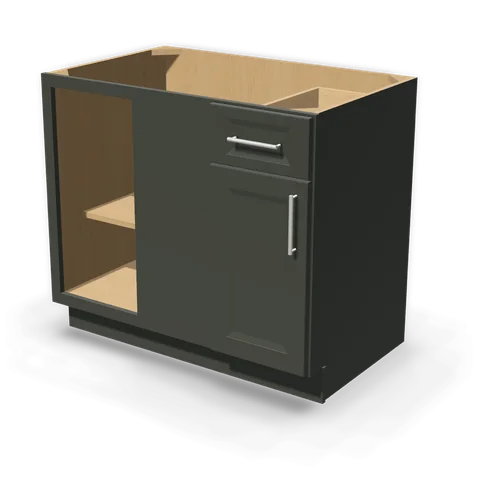 BBC42/45 cabinet in Bevel Green, angle view