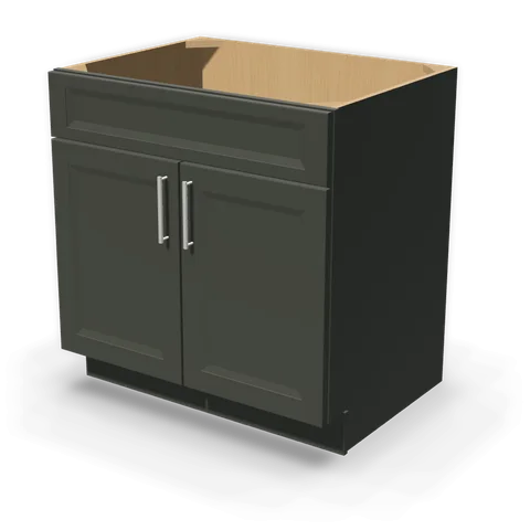 SB33 cabinet in Bevel Green, angle view