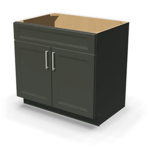 SB36 cabinet in Bevel Green, angle view
