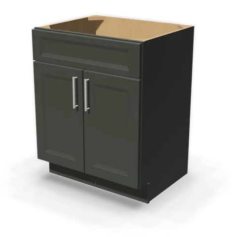 VSB2721 cabinet in Bevel Green, angle view