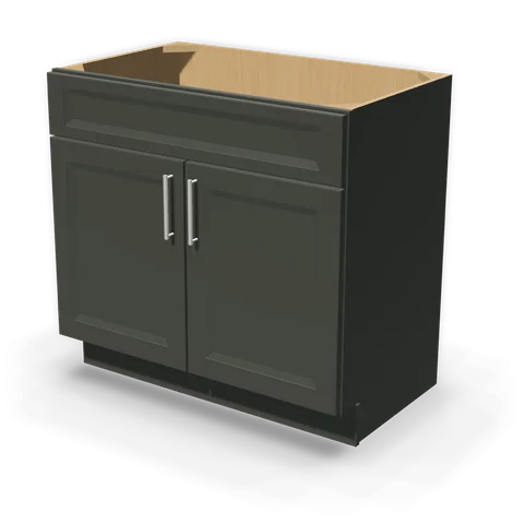 VSB3621 cabinet in Bevel Green, angle view