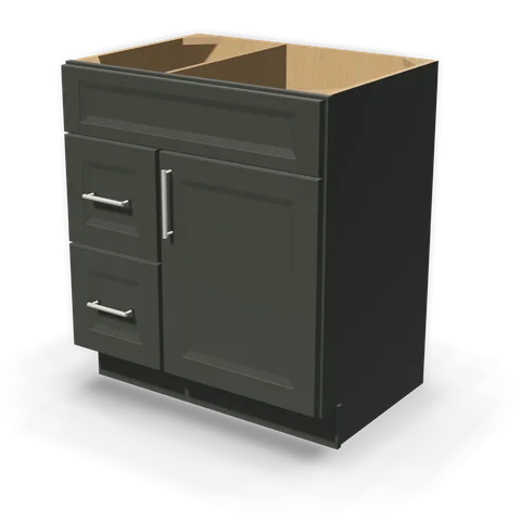 VSD3021L cabinet in Bevel Green, angle view