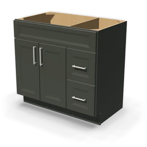 VSD3621R cabinet in Bevel Green, angle view