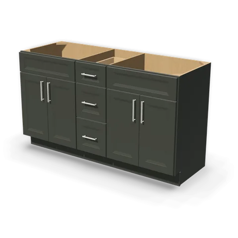 VSD6021 DOUBLE cabinet in Bevel Green, angle view